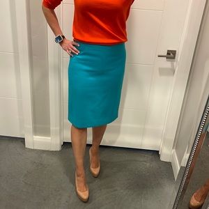 J. Crew No. 2 100% TEAL wool pencil skirt